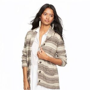 Denim & Supply Ralph Lauren Gray & Taupe Striped Button-Up Wool-Blend Cardigan S